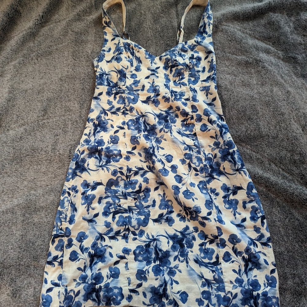 Abercrombie Blue Floral Linen Mini Dress - XS